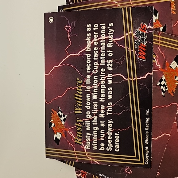 Wheels Trading Cards Toys Vintage Nascar Trading Cards Set Of 4 Rookie Thunder Series 1993